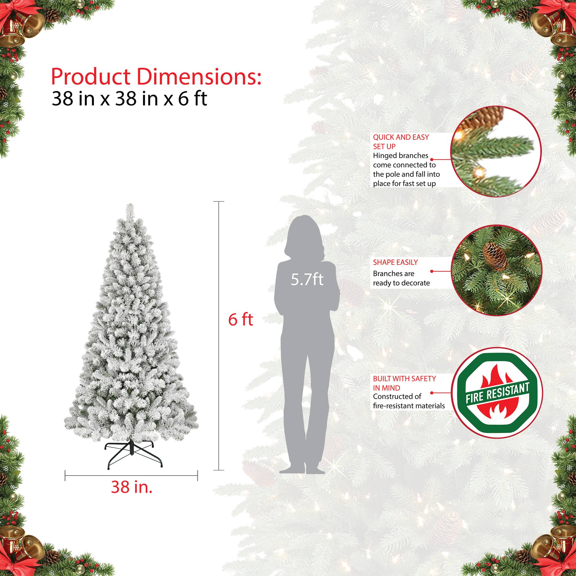 6 Pack: 6ft. Unlit Flocked Virginia Pine Artificial Christmas Tree